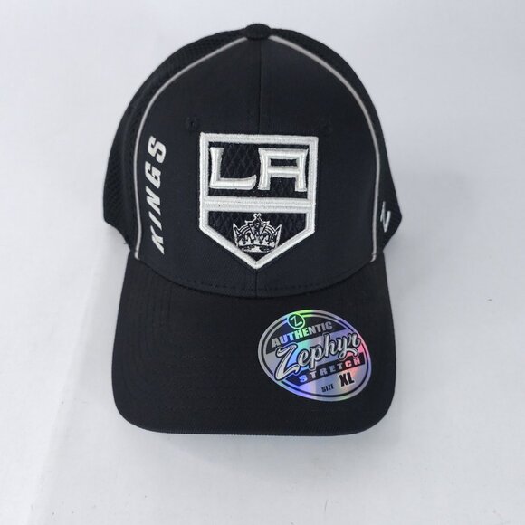 Los Angeles Kings Hat Cap Fitted Mens XL Black White NHL Hockey Stretch Trucker - Picture 1 of 7